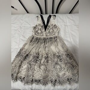 Alice + Olivia Black and Cream Lace Dress